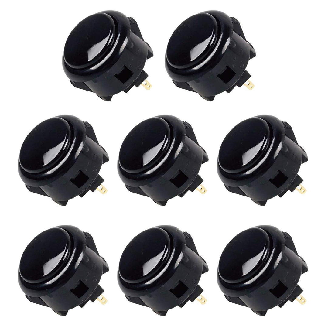 Reyann Sanwa JLF-TP-8YT Joystick + 8 Stück Sanwa OBSF-30 Drucktasten Bundle Kit Farbe: Schwarz, Schw