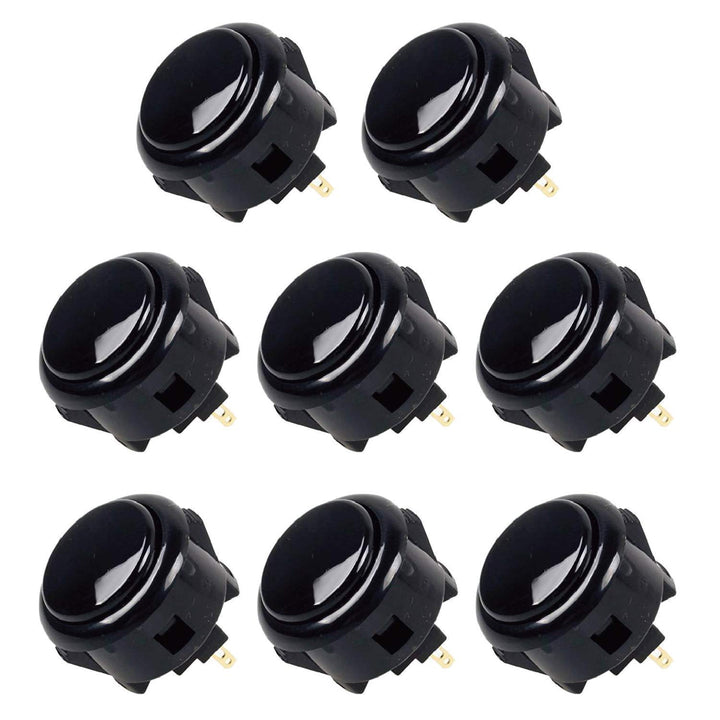 Reyann Sanwa JLF-TP-8YT Joystick + 8 Stück Sanwa OBSF-30 Drucktasten Bundle Kit Farbe: Schwarz, Schw
