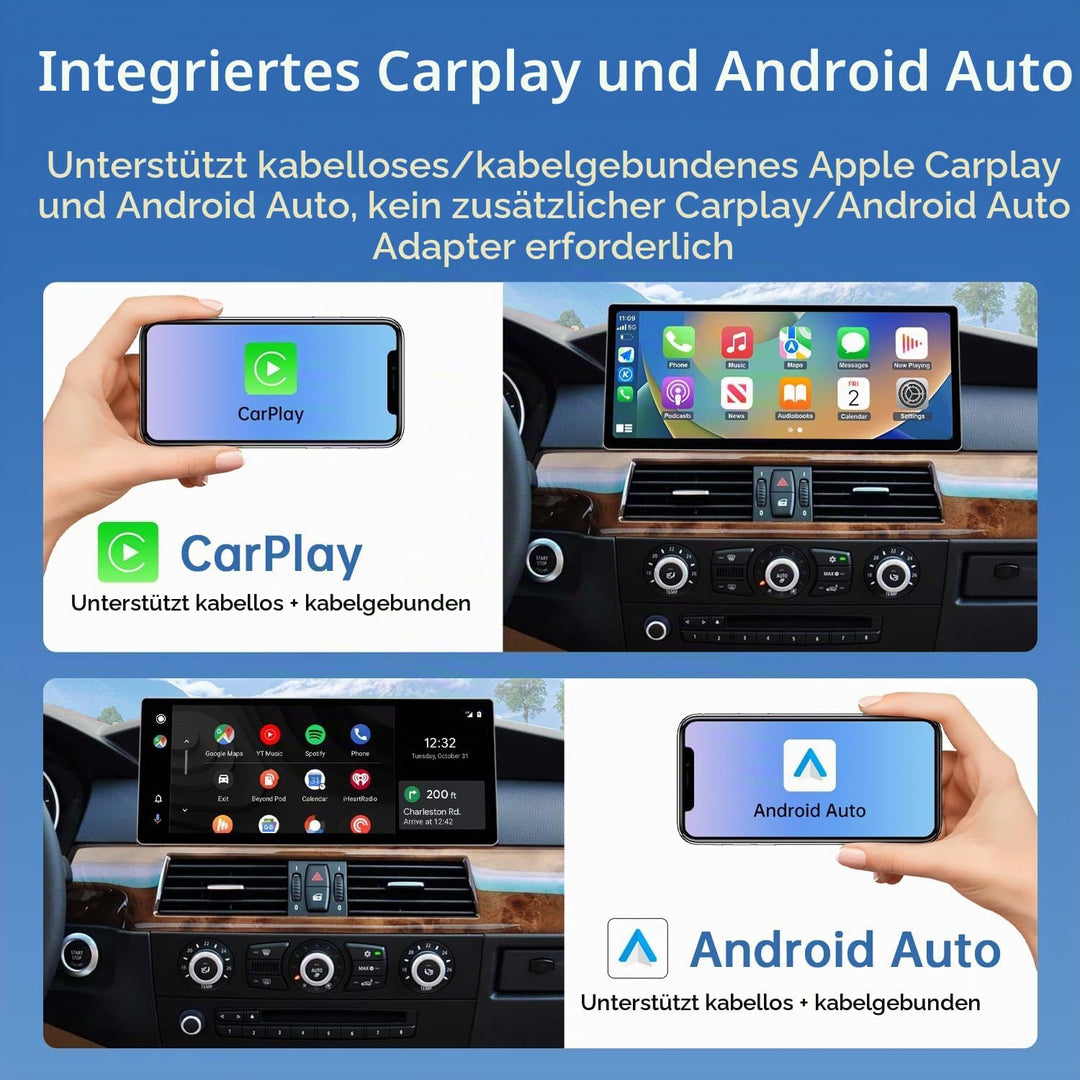 Road Top 12,3 Zoll Ultraschmaler Autoradio Carplay für BMW 5er CIC | für BMW 5er E60/E61 mit CIC (20