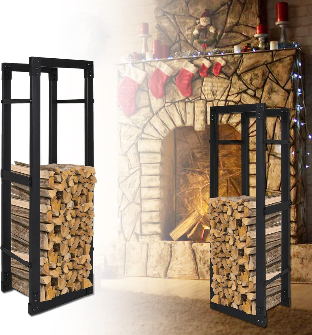 Jopassy Kaminholzregal innen metall 40x25x150CM Brennholzregal für innen aussen, Kaminholzständer, K