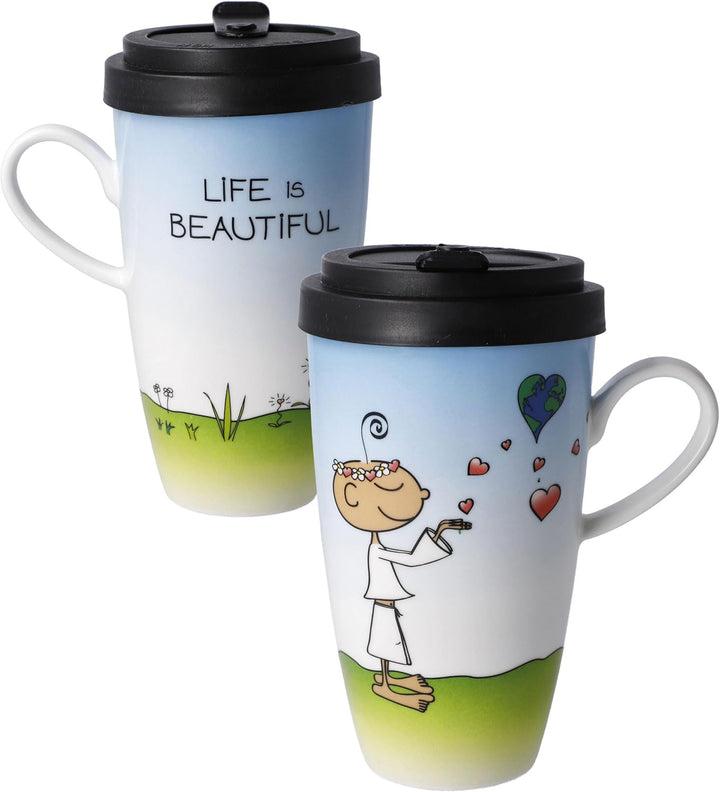 Kaffee to go LIFE IS BEAUTIFUL mehrfarbig 500ml Goebel Porzellan