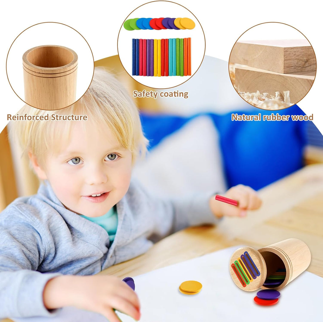 2 In 1 Montessori Spielzeug ab 1 2 3 jahr, Sensorik Spielzeug Holz Sortier und Stapelspielzeug Holzs