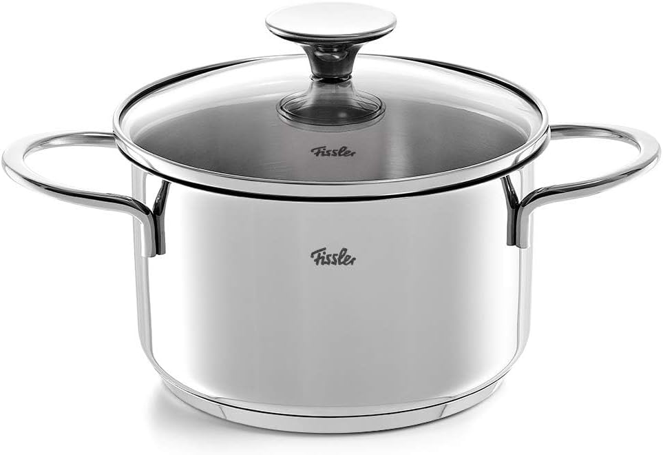 Fissler Copenhagen/Edelstahl-Topfset, 4-teilig, Kochtopf-Set, Töpfe mit Glas-Deckel, 3 Kochtöpfe, 1