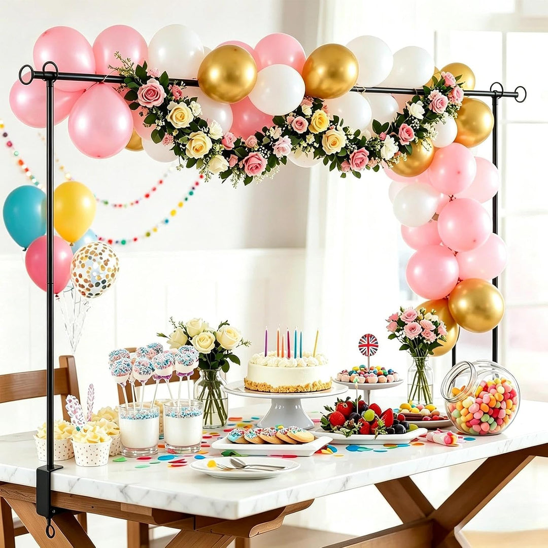 Tischbogen, Metall Verstellbarer Tischbogenständer mit Klemmen, Schwarz Tisch Ballonbogen Für Hochze