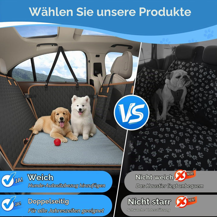 Hundedecke Auto-Rücksitz mit Grauer Weicher Zusatzdecke, Wasserdicht, Kratzfest Hund Auto-Rücksitz m