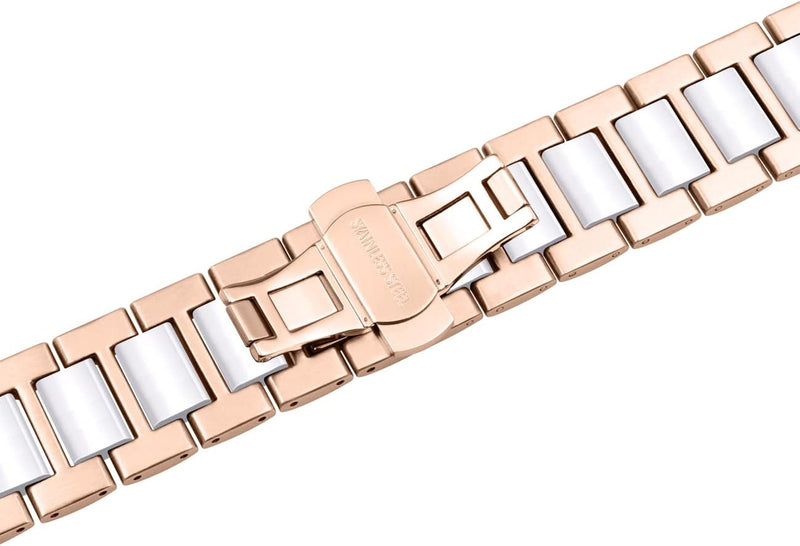 YISIWERA 49mm 45mm 44mm 42mm Armband Kompatibel für Apple Watch Weisse Keramik Roségold Metall Armba