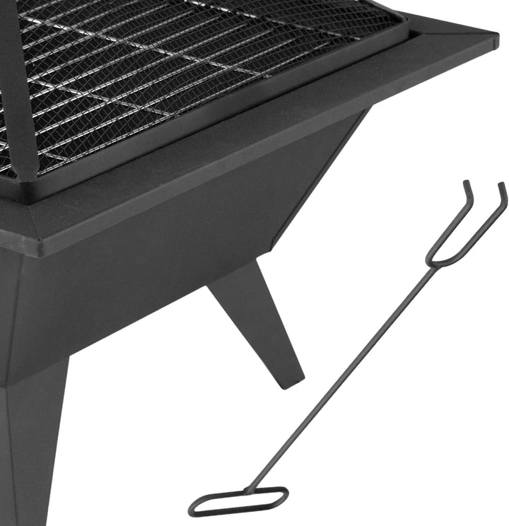 MaxxGarden Feuerschale - Für Den Garten - 53x53 cm - Outdoor Feuerstelle mit Stab - Feuerstelle Gart