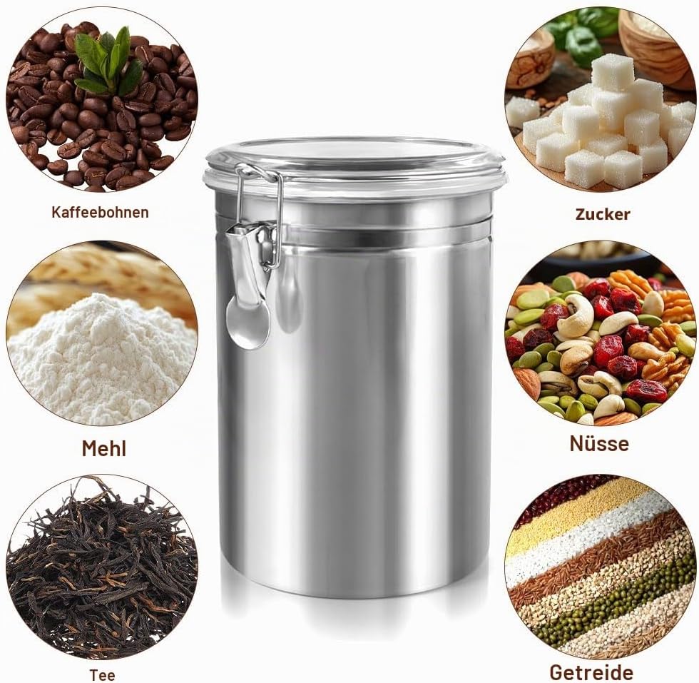 2000ml Kaffeedose Luftdicht, Kaffeebohnen Behälter, Kaffeebohnen Aufbewahrung, Kaffeedose, Vorratsdo