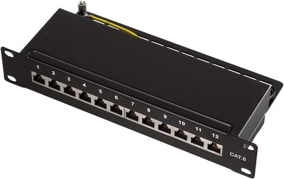 LogiLink Professional Cat.6 (250 MHz) Patchpanel - Verteilerfeld, 10", STP (geschirmt) 12-Port (RJ45