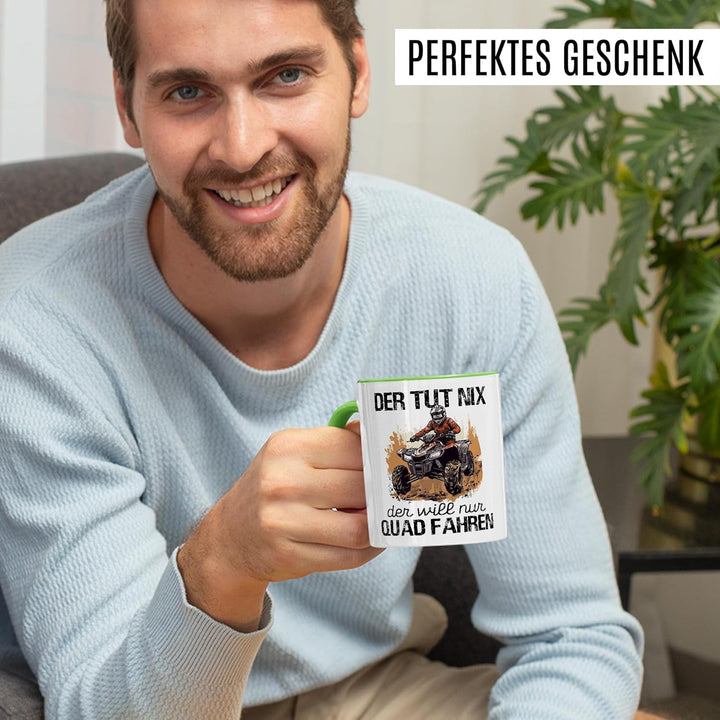 Tasse Quad Geschenk Der tut nix der will nur Quad fahren, Kaffeetasse Abenteuer Motorsport Büro Job
