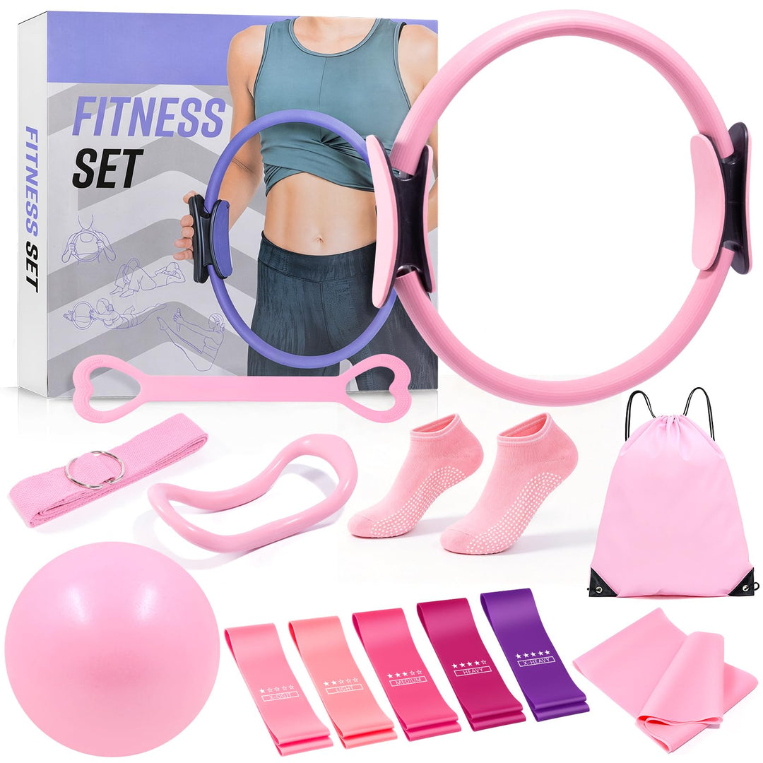 Pilates Set, Pilates Ring Zubehör Set 13 Stück mit 13" Ring, 10" Ball,Fitnessbänder & Zubehör,Pilate