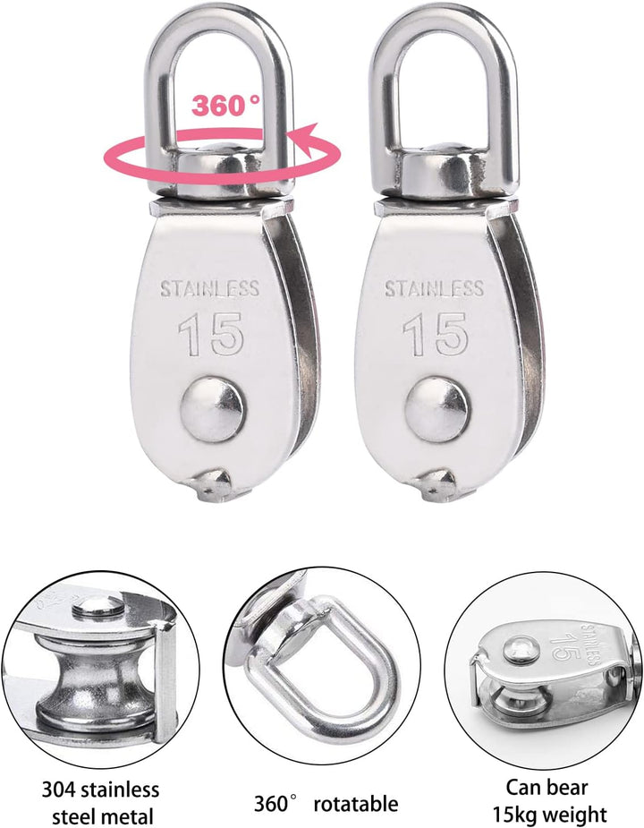 FUQUN Flaschenzug Kinder, Riemenscheibe mit Eimerkabel, Kids Playhouse Accessories, Pulleys for Kids