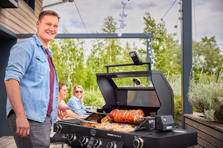 RÖSLE Premium-Drehspiess, Hochwertiger Grillspiess für RÖSLE BBQ-Stationen für VIDERO G2/G3, MAGNUM