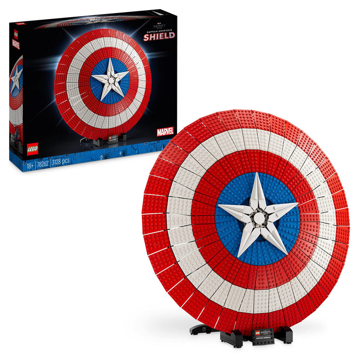 LEGO 76262 Marvel Captain Americas Schild Set, Avengers-Modellbausatz für Erwachsene mit Minifigur,