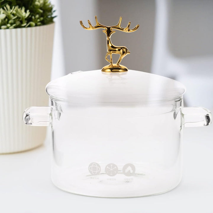 MAGICLULU Glastopf Mit Deckel 3L Borosilikatglas Suppentopf Transparent Kochtopf Mit Hitzebeständige
