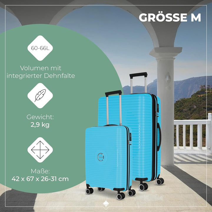 Travelite Hartschalen Kofferset 3teilig, 4 Rollen, ORBITA, Trolleys mit bruchsicherer Schale und pra