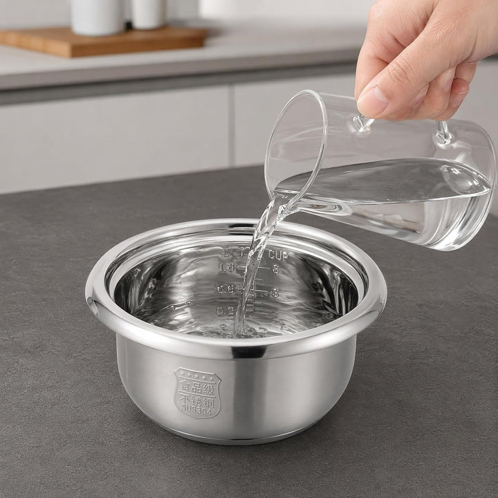 Amosfun Edelstahl Innentopf FüR Reiskocher 1 Liter Ersatz Topf Universell Passend FüR Reis Dampfgare