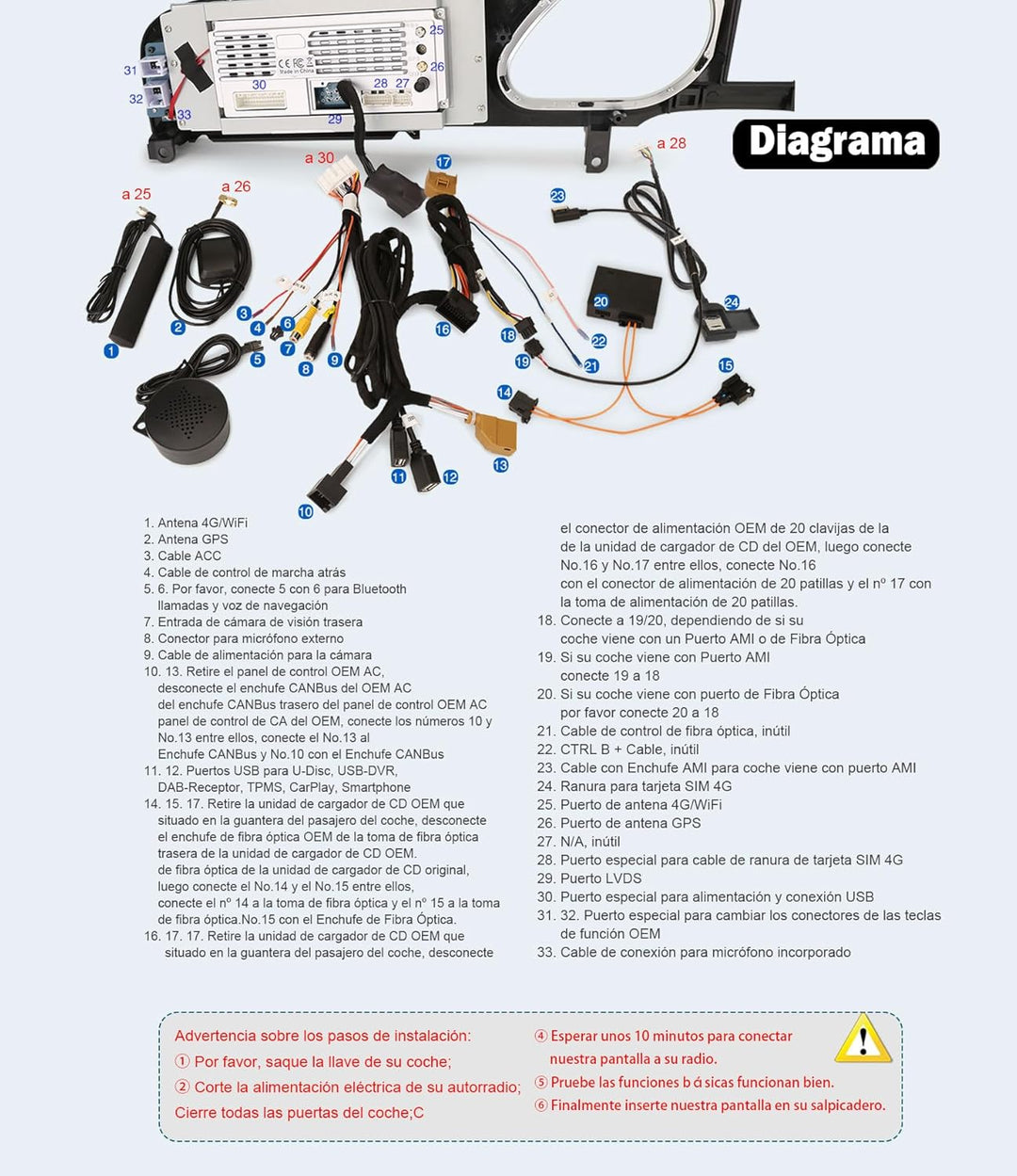 Erisin 8.8 Zoll Qualcomm 8-Kern Android 14 Autoradio für Audi A6 GPS Navigation Kabellos Carplay Blu