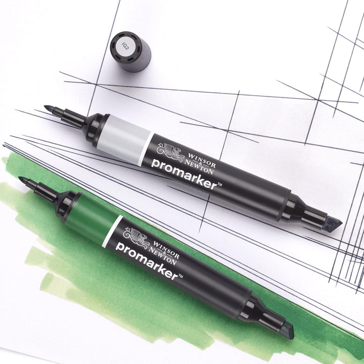 Winsor & Newton 0290152 ProMarker, Professioneller Layoutmarker - 2 Spitzen, fein und breit für Zeic