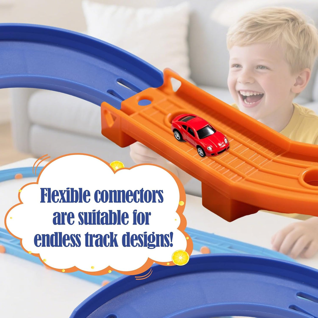 8 Stück Gebogene Schienenstücke Kompatibel mit Hot Wheels Spielzeugautos, ABS Rennstreckenverbinder
