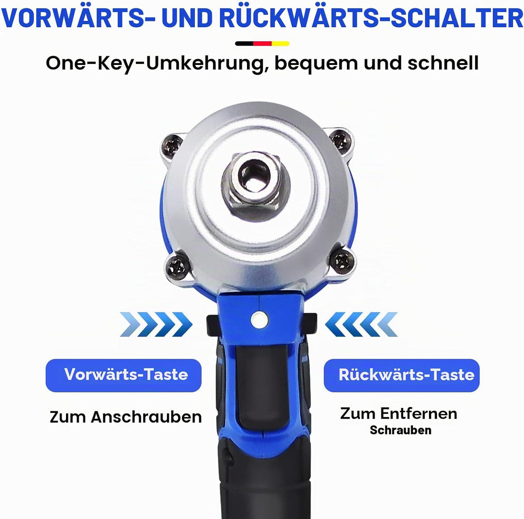 Lucn 21V 6AH Li-Ionen Schlagschrauber Akku 1/2" 420Nm bürstenloser Bohrwerkzeugsatz, 3200RMP, 2 x 6.