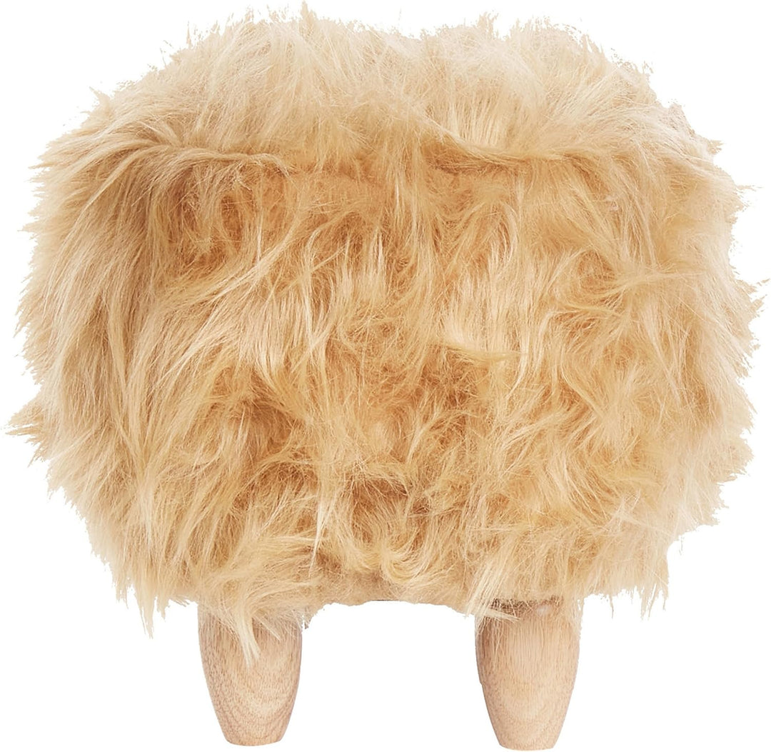 Flauschiger Hocker in Tierform Felloptik sandbeige Tierhocker für Kinder Rhino