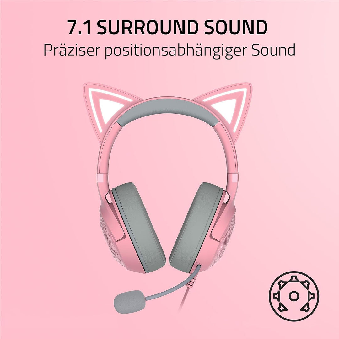 Razer Kraken Kitty V2 - Kabelgebundenes RGB-Headset mit Katzenohren (Reaktive Streaming-Beleuchtung,
