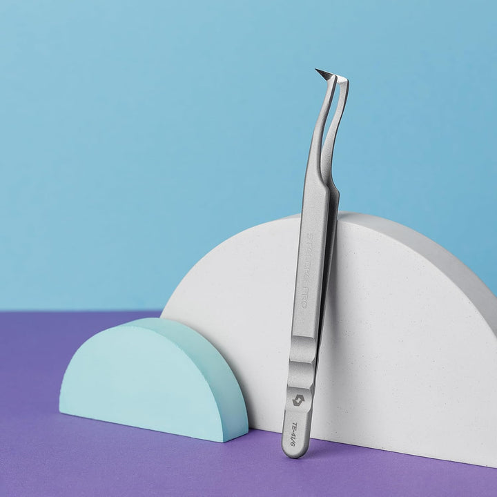 STALEKS PRO Professionelle gebogene Pinzette für Wimpernverlängerung, Mega-Volumen-Formung, Edelstah