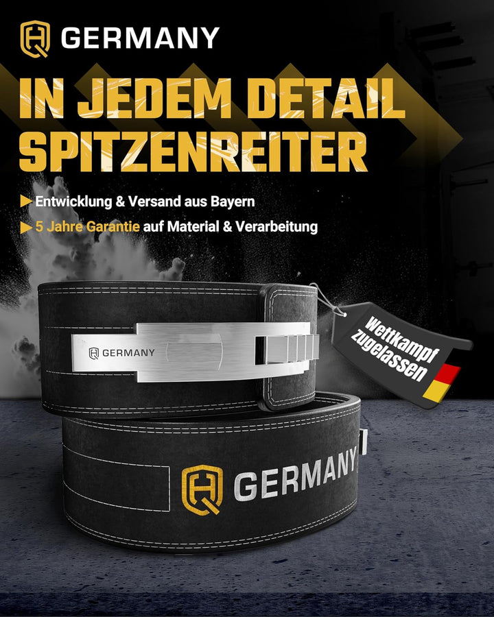 HQ Germany® Gewichthebergürtel [S/M/L/XL] - 100% Rindsleder, 100% Edelstahl - Weight Lifting Belt, G