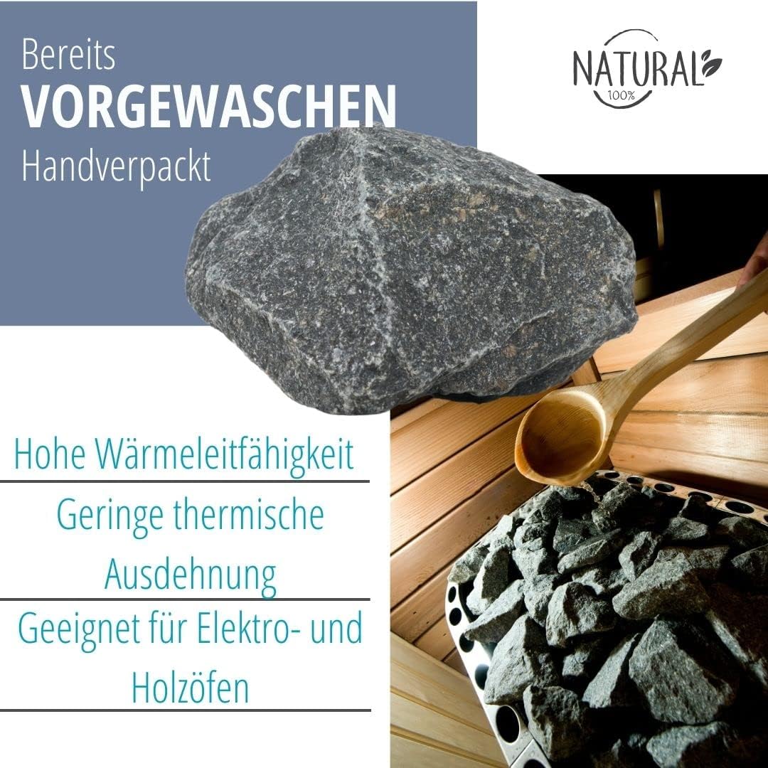ULTINESS - Saunasteine 20 kg OLIVIN DIABAS finnische Aufgusssteine Dampfsteine für Saunaofen Elektro