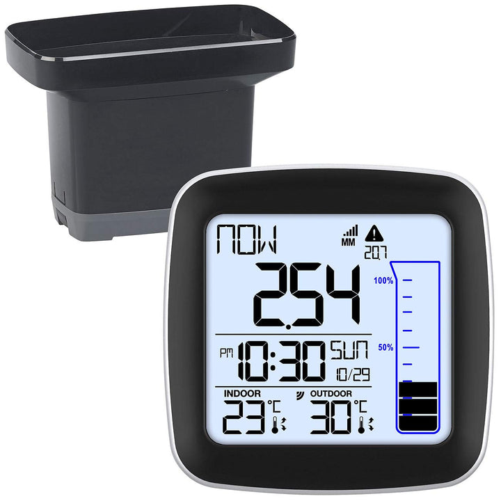 infactory Niederschlagsmesser: Digitale Funk-Wetterstation mit Aussensensor, Regenmesser & Wecker (R