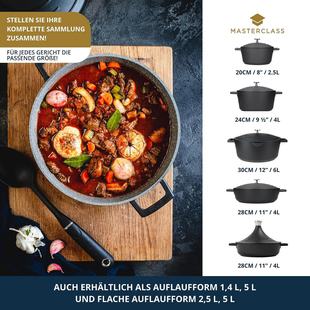 MasterClass Tajine-Form aus Aluminiumguss mit selbstbindendem Kegeldeckel, 4 l, Antihaftbeschichtung