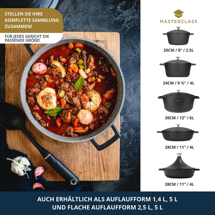 MasterClass Tajine-Form aus Aluminiumguss mit selbstbindendem Kegeldeckel, 4 l, Antihaftbeschichtung