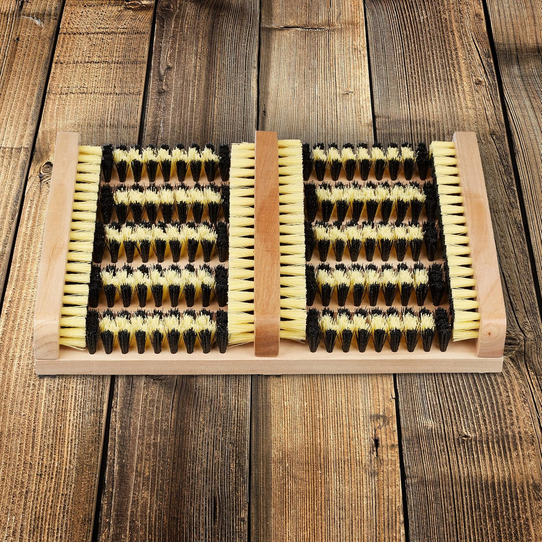 Relaxdays 4 x Outdoor Schuhabstreifer, Rutschfester Boden, kräftige, dichte Borsten, Fussabtreter Au