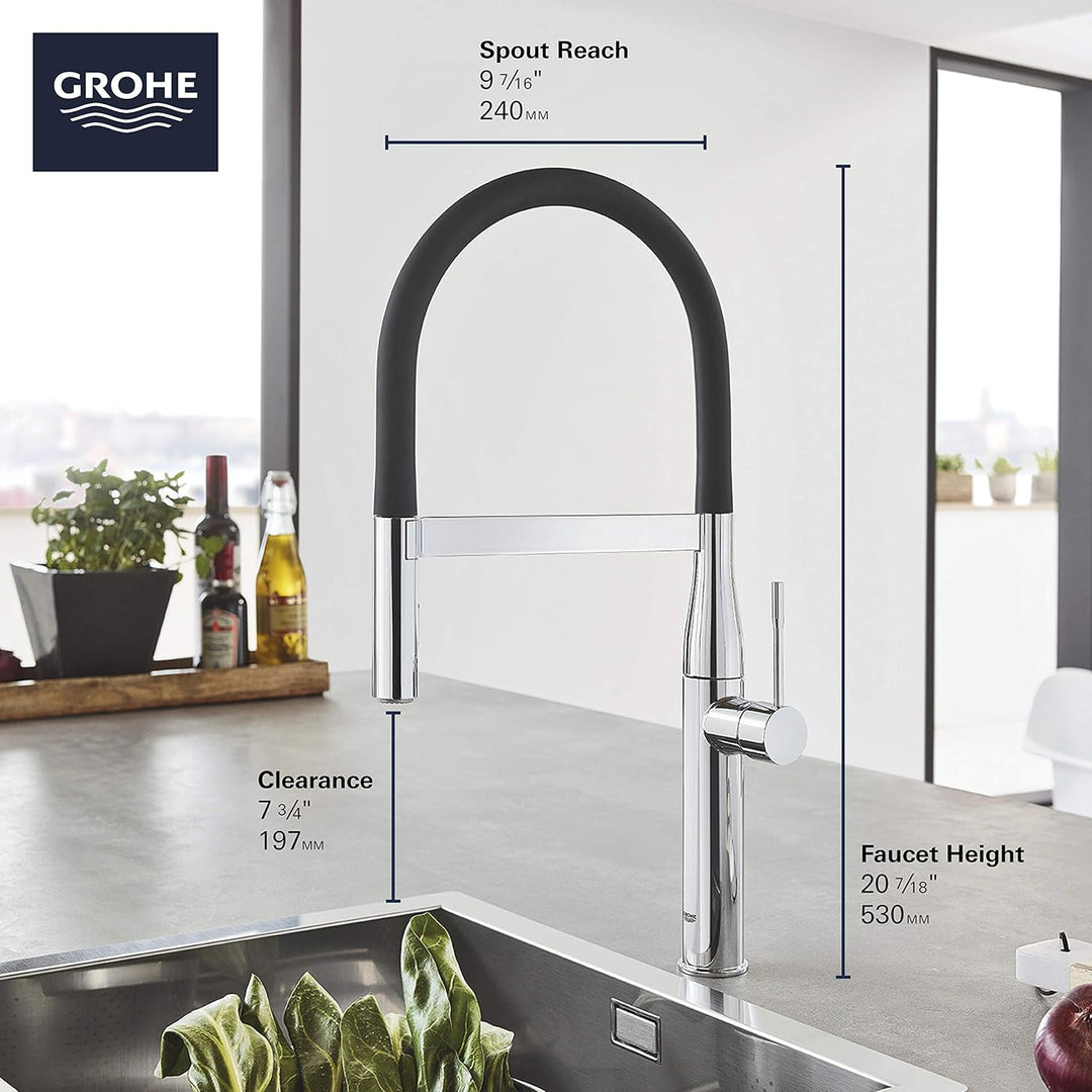 GROHE 30295000 Essence Semi-Pro Einhand-Küchenspüle Wasserhahn mit herausziehbarem Sprühkopf, Messin