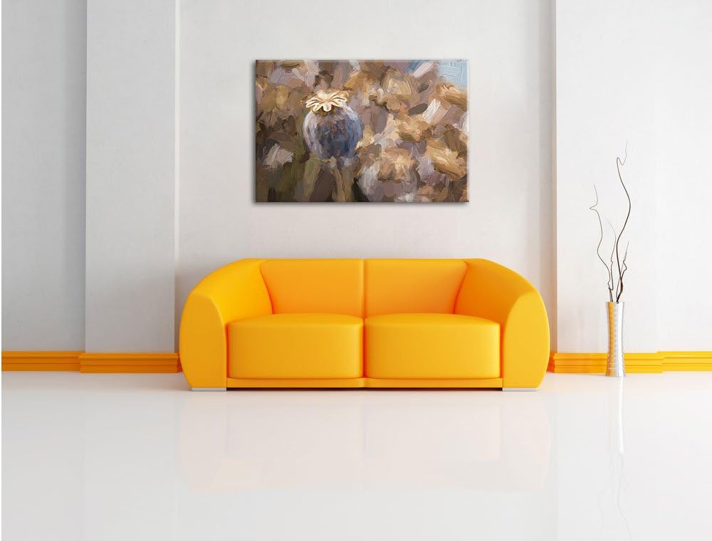 Pixxprint Mohnkapsel der Mohnblume Kunst als Leinwandbild/Grösse: 100x70 / Wandbild/Kunstdruck/ferti