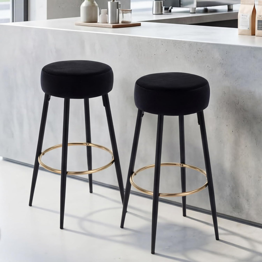Duhome Barhocker 2er Set Barstühle Runde Tresenhocker Samt Bistrohocker mit Fussstütze für Bistro Kü