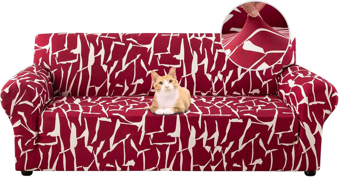 Jaotto Sofabezug 4 Sitzer Elastischer Stretch Spandex Sofa Überwürfe Sofahusse Antirutsch Waschbar S