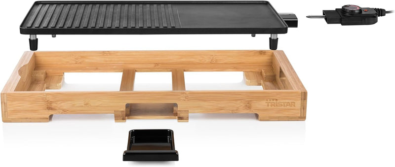 Tristar BP-2641 Bambus XL-Kombinierter Grill mit Teppanyaki-51 x 25,4 cm, Bamboo