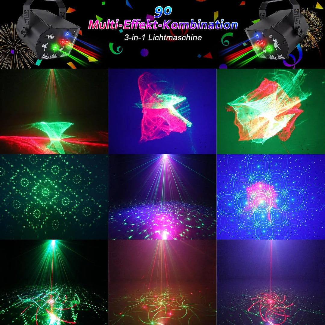 Fwiull Discolicht Partylicht mit Fernbedienung, 3 in 1 Musikgesteuert Disco Licht Party Lichter mit