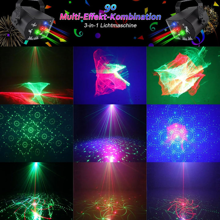 Fwiull Discolicht Partylicht mit Fernbedienung, 3 in 1 Musikgesteuert Disco Licht Party Lichter mit