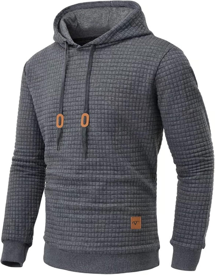 Tansozer Herren Hoodie Basic Sweatshirt Casual Long Sleeve Checked Kapuzenpullover S Dunkelgrau, S D