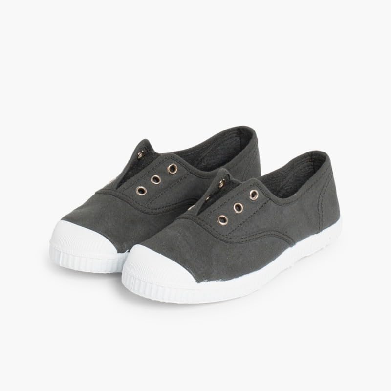 Pisamonas Leinwand-Sneakers Ohne Schnürsenkel Mit Gummispitze Anthrazit 21 EU, Anthrazit 21 EU
