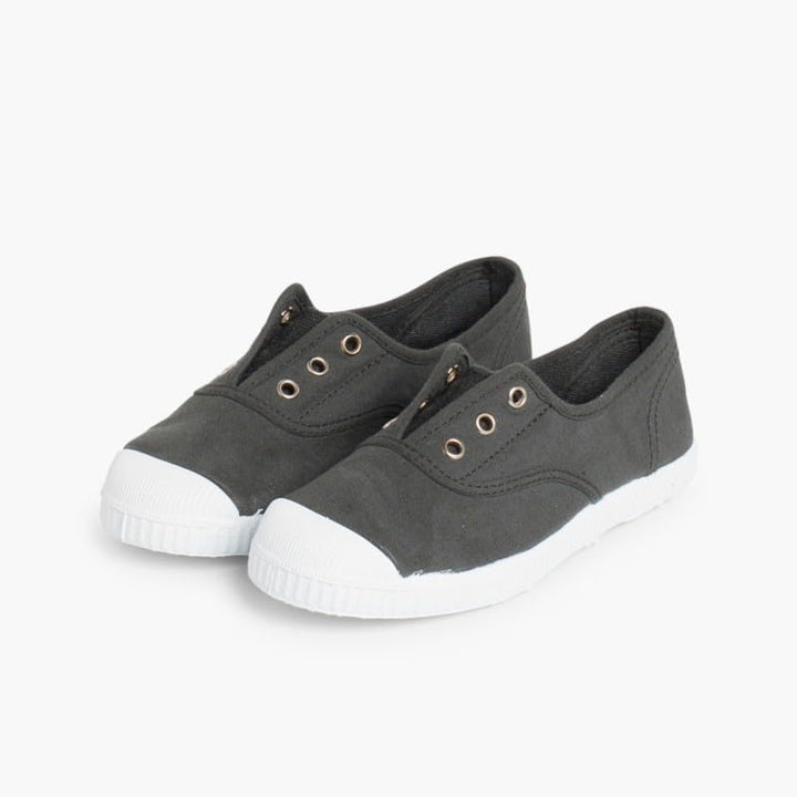 Pisamonas Leinwand-Sneakers Ohne Schnürsenkel Mit Gummispitze Anthrazit 21 EU, Anthrazit 21 EU