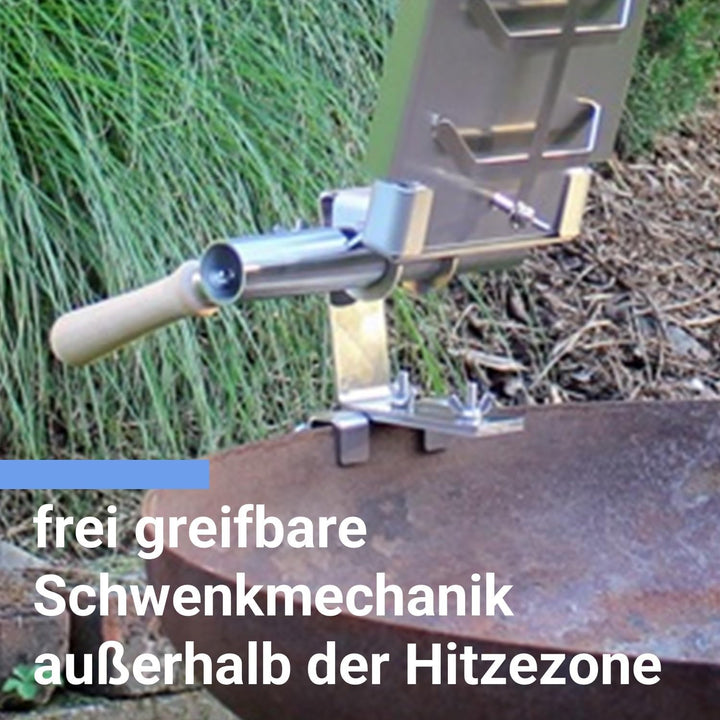 Flammlachsbrett Edelstahl Flameboard 600x180 mm für Jede Feuerschale, stufenloser Garwinkel, Bedienu