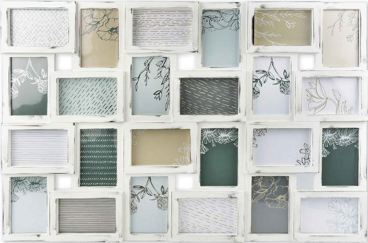 Gallery Solutions Bilderrahmen Collage 24 Fotos à 10x15 cm, Weiss Antik, Aussenformat: 85x57x2,5