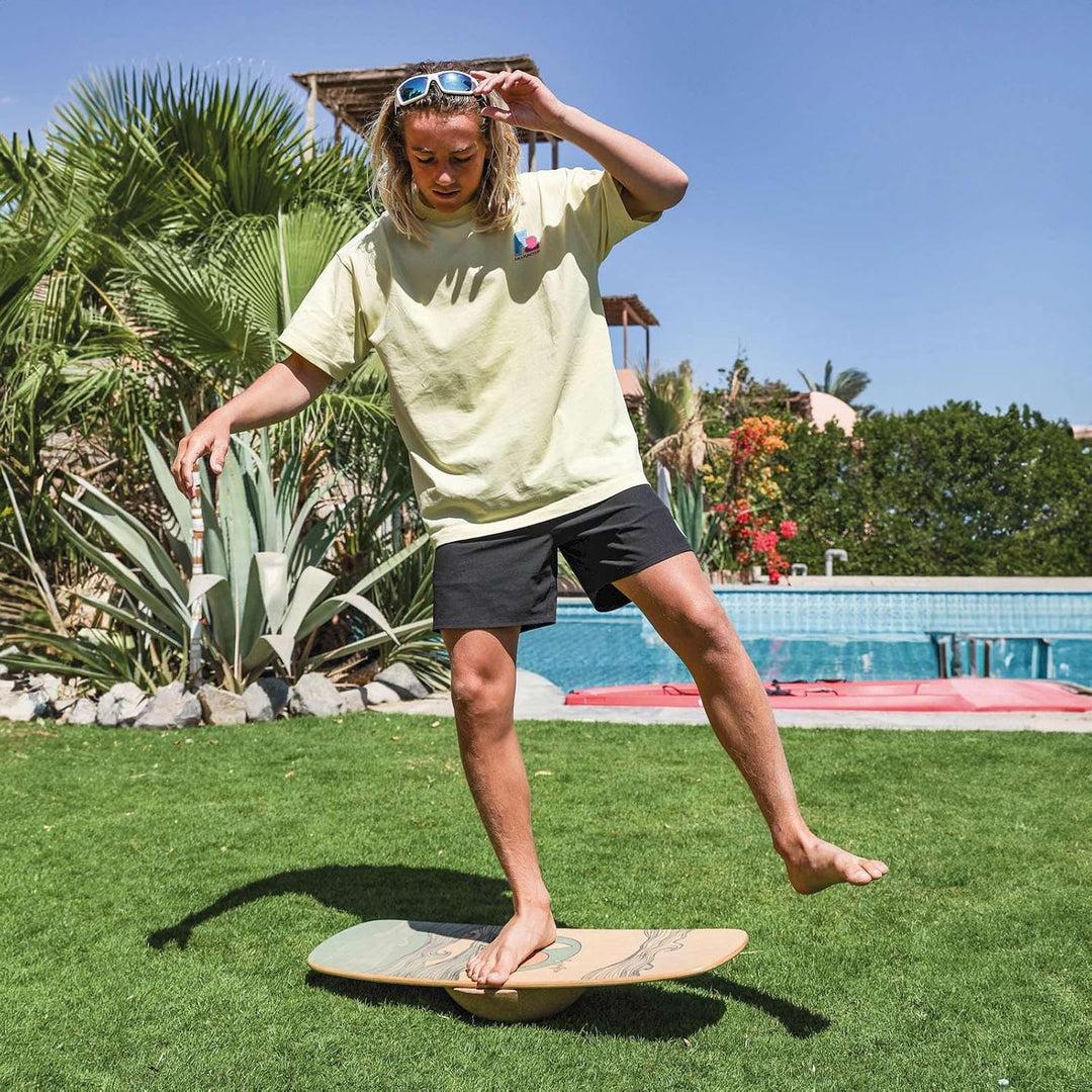 F2 Marken Balance Board Set mit Korkrolle UND Halbkugel Modell wählbar aus Holz für Einsteiger und P