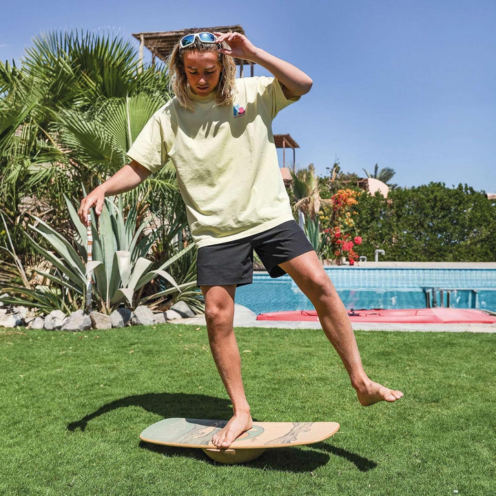 F2 Marken Balance Board Set mit Korkrolle UND Halbkugel Modell wählbar aus Holz für Einsteiger und P