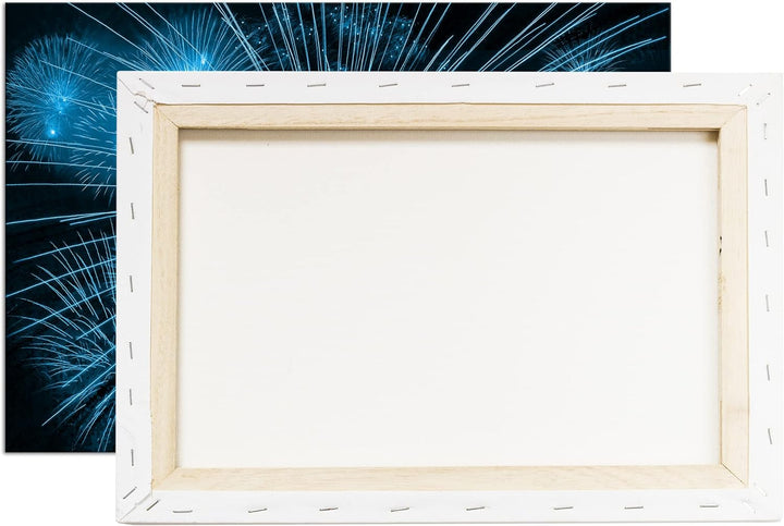 deyoli atemberaubendes Feuerwerk Format 80x60 Effekt: Monocrome Blau als Leinwandbild, Motiv fertig