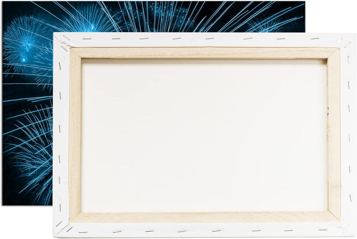deyoli atemberaubendes Feuerwerk Format 120x80 Effekt: Monocrome Blau als Leinwandbild, Motiv fertig